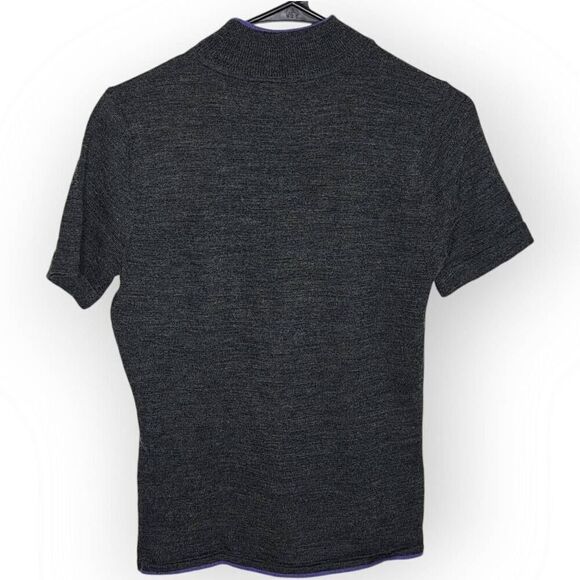 Dressbarn Y2K Women's Mock Neck Sweater Wool Blend Gray Purple Argyle size 6 - Picture 4 of 6